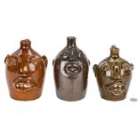 3 Brown's Pottery, NC Face Jugs, incl. Early Face Jug