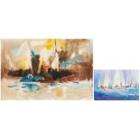 2 Wayne Wu Abstract Maritime Watercolor Paintings