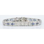 Art Deco Platinum Diamond Sapphire Bracelet