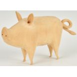 Linvel Barker Folk Art Pig Figural Carving