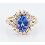 18K Gold Tanzanite and Diamond Ring