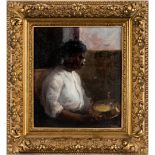 Gilbert Gaul Oil on Board, Woman Sewing