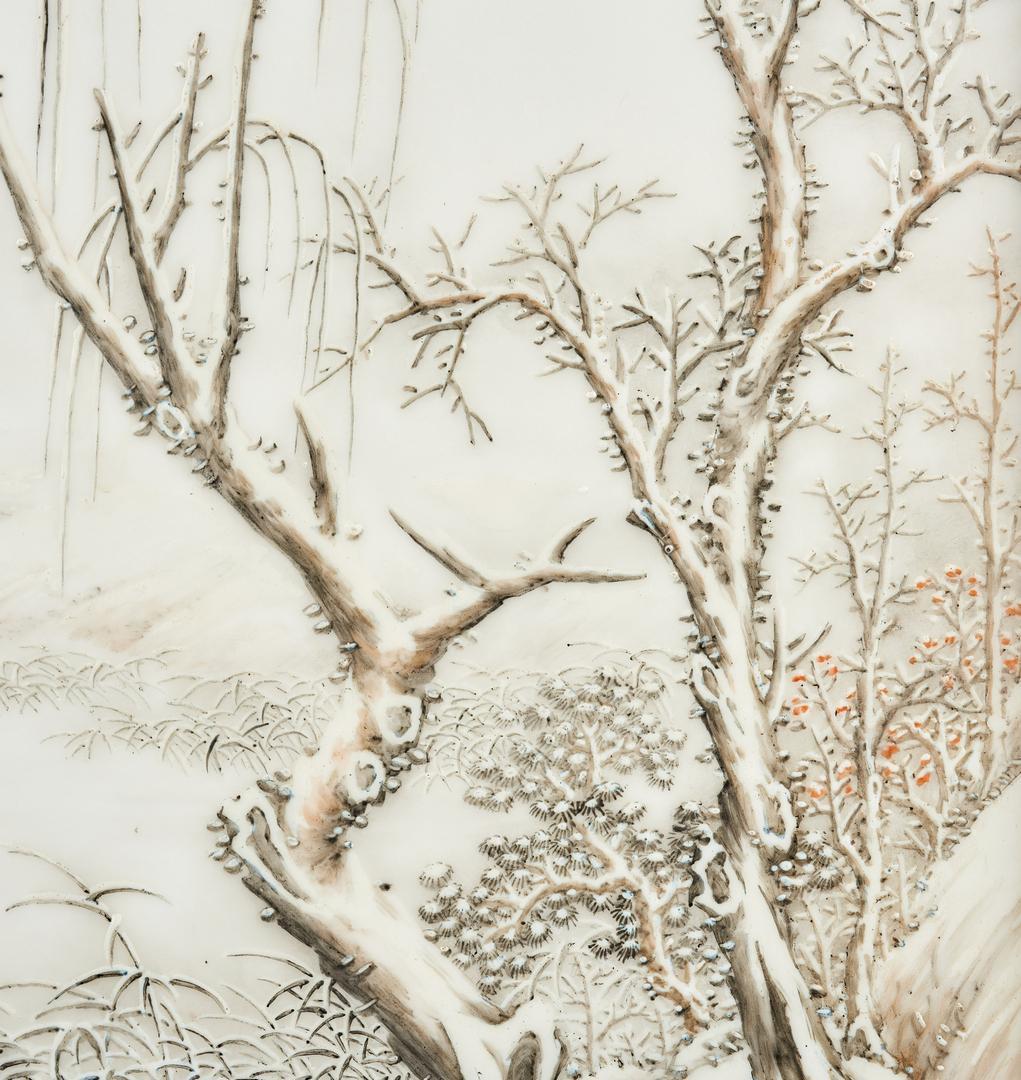 Attr. He Xuren, Winter Landscape Plaque - Image 9 of 12