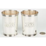 Pair Trees Kentucky Coin Silver Julep Cups