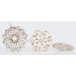 3 18K & 14K Diamond Brooches