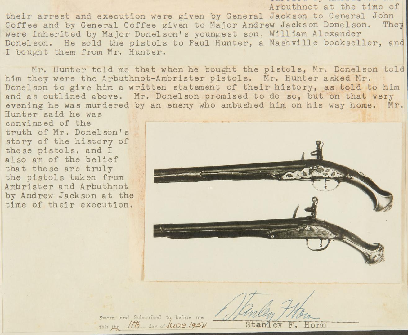 2 Flintlock Pistols, Gen. Jackson, Ambrister and Arbuthnot history - Image 7 of 59