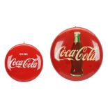 2 Coca-Cola Button Advertising Signs