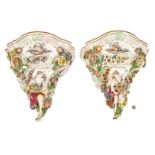 Pr. Large Meissen Style Porcelain Bracket Shelves