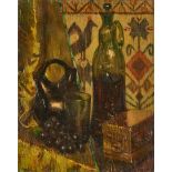 Still Life Painting of Decanter with Grapes