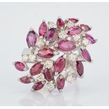 14K White Ruby & Diamond Dinner Ring