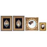 4 Framed Porcelain Portrait Plaques, Female Subjects