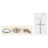 4 Jewelry Items: 2 Rings & 2 Cross Pendants