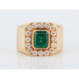 2.5 Carat Emerald and Diamond Men's Ring