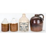 4 Middle TN Pottery Jugs, Advertising & Nashville Pottery