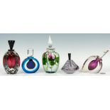 5 Art Glass Perfume Bottles