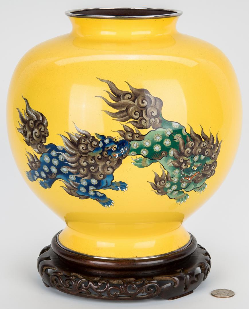 Asian Cloisonne Yellow Ground Vase