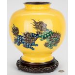 Asian Cloisonne Yellow Ground Vase