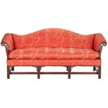 Chippendale Style Mahogany Camel Back Sofa