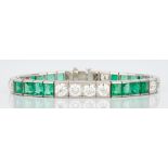 Ladies Platinum Diamond and Emerald Bracelet