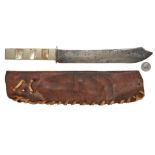 Abalone Handle Knife with Leather Sheath, with provenance