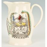 Liverpool Creamware Jug w/ 3 Masonic Scenes