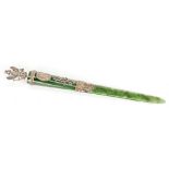 Russian Nephrite & Gilt Silver Paper Knife