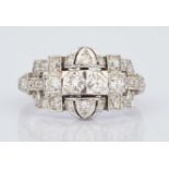 Ladies Art Deco Platinum & Diamond Ring