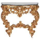 Rococo style giltwood console table