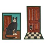 2 Stephen Huneck Cat paintings