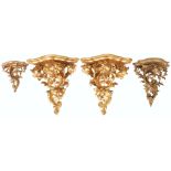 4 Decorative Giltwood Wall Bracket Shelves