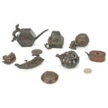 8 Asian Bronze Incense Burners, incl. Figural