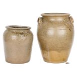 2 NC Enoch Craven Stoneware Pottery Storage Jars