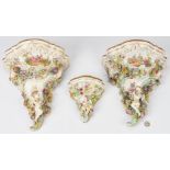 3 Meissen Style Porcelain Wall Brackets