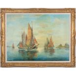 Franz Ambrasath O/C, Maritime Painting of Sailboats