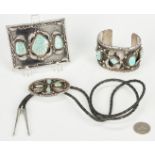 3 Navajo Turquoise Jewelry Pcs., Paul Chee