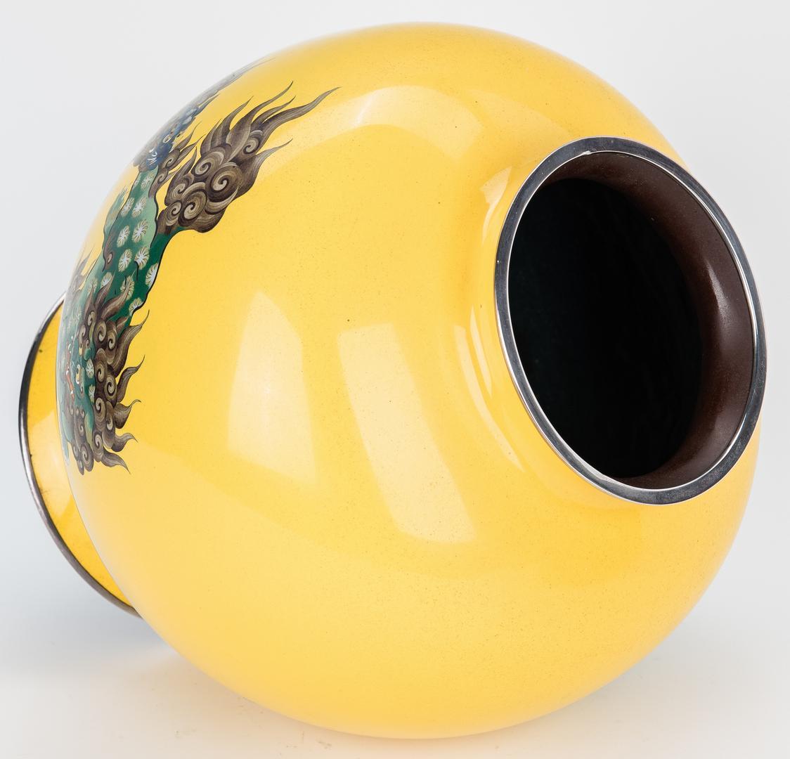 Asian Cloisonne Yellow Ground Vase - Image 9 of 17