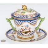 Sevres Style Porcelain Ecuelle w/ Underplate & Cover