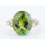 Peridot and Diamond 14K Ring