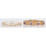 2 Ladies 14K & Gemstone Bracelets