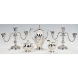 Kirk Repousse Sterling Tea Set and Candelabra