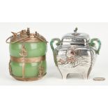 2 Tea Items: Liberty Mixed Metal Caddy & Chinese Teapot