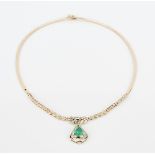 14K 3.5 Carat Emerald and Diamond Necklace