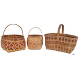 3 Cherokee Indian Baskets, Two Rivercane
