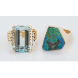 2 Ladies 18K and Gemstone Rings