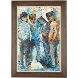 Cecil Kenneth Baker Oil on Panel, Four Workers