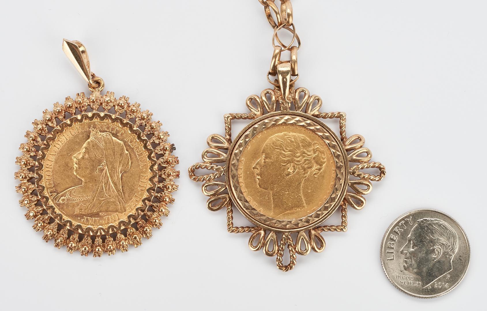 2 Yellow Gold Pendants w/ British Sovereigns - Image 2 of 7