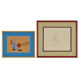 Disney Duck Animation Cel and Drawing