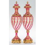 Pair of French Bronze Mounted Covered Urns