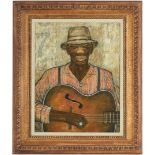 Bill Sawyer Portrait of Black Man with Guitar