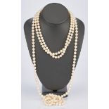 2 Pearl Necklaces, 34" & 54" L